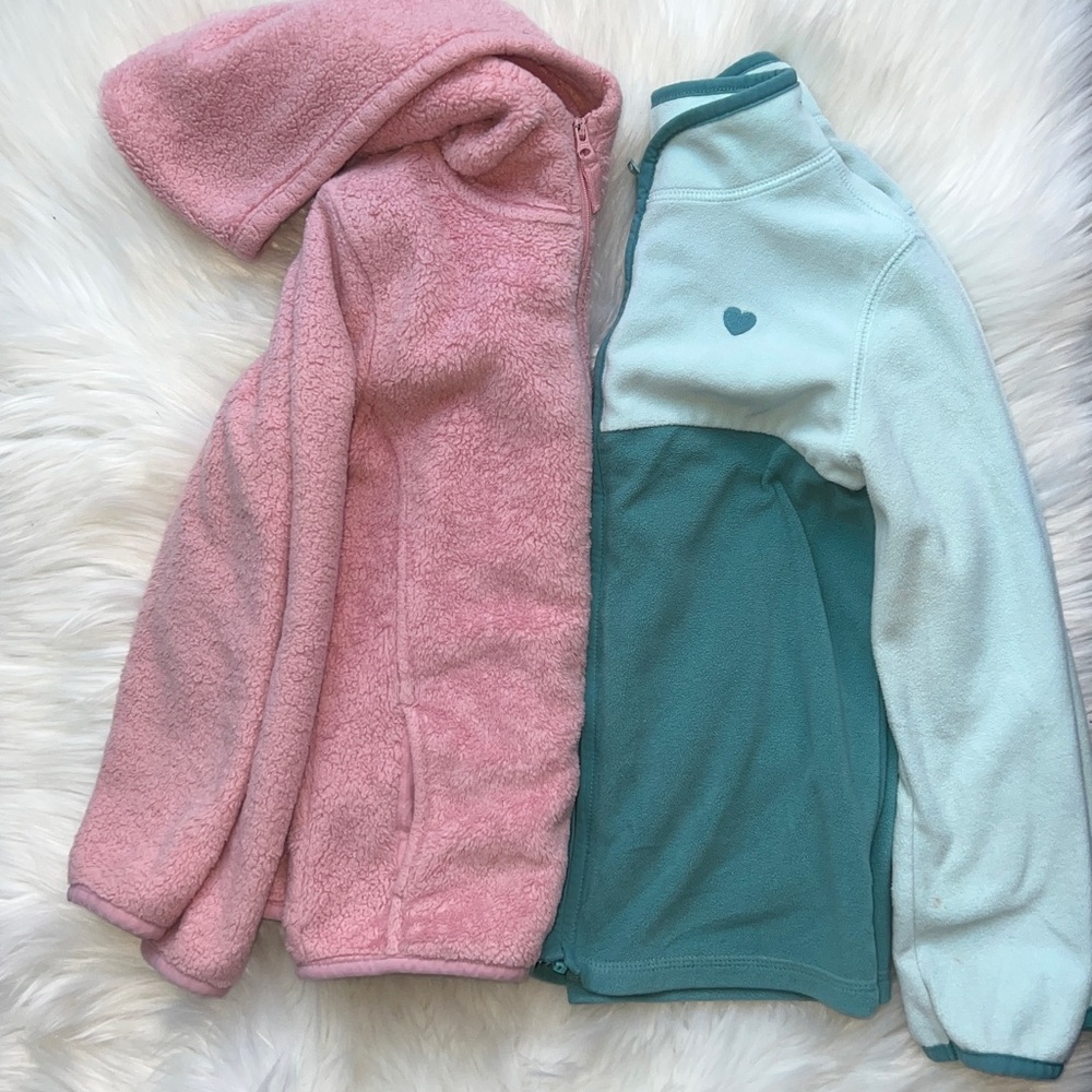 OshKosh B'gosh Soft Pink Kids Hoodie, Green Full Zip Up